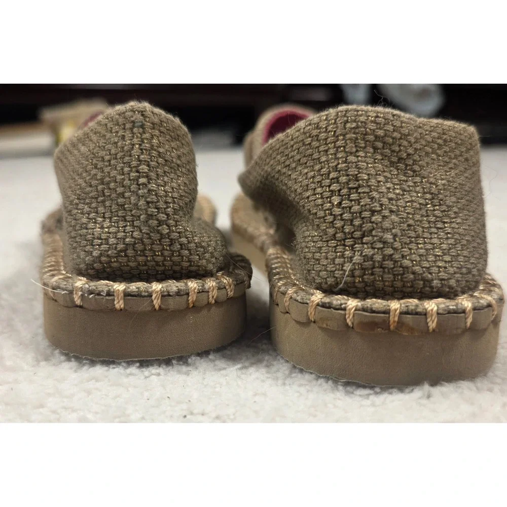 Dirty Laundry Hazen Espadrille‎ Women 7 Gold Metallic Slip On Woven Boho Flat